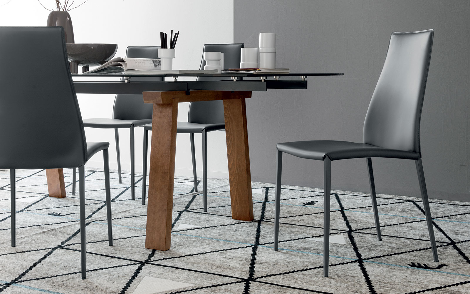 Sedia Calligaris Aida cuoio grigio